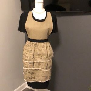 Apron NWT Cotton Black and Tan Paris French